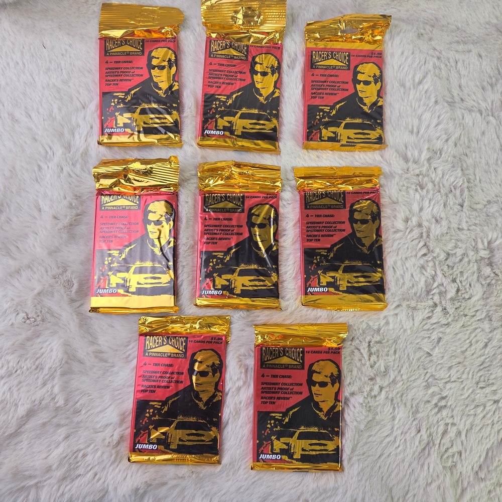 Lot of 8 1996 Pinnacle Racer's Choice NASCAR Jumbo Trading Card Packs Sealed